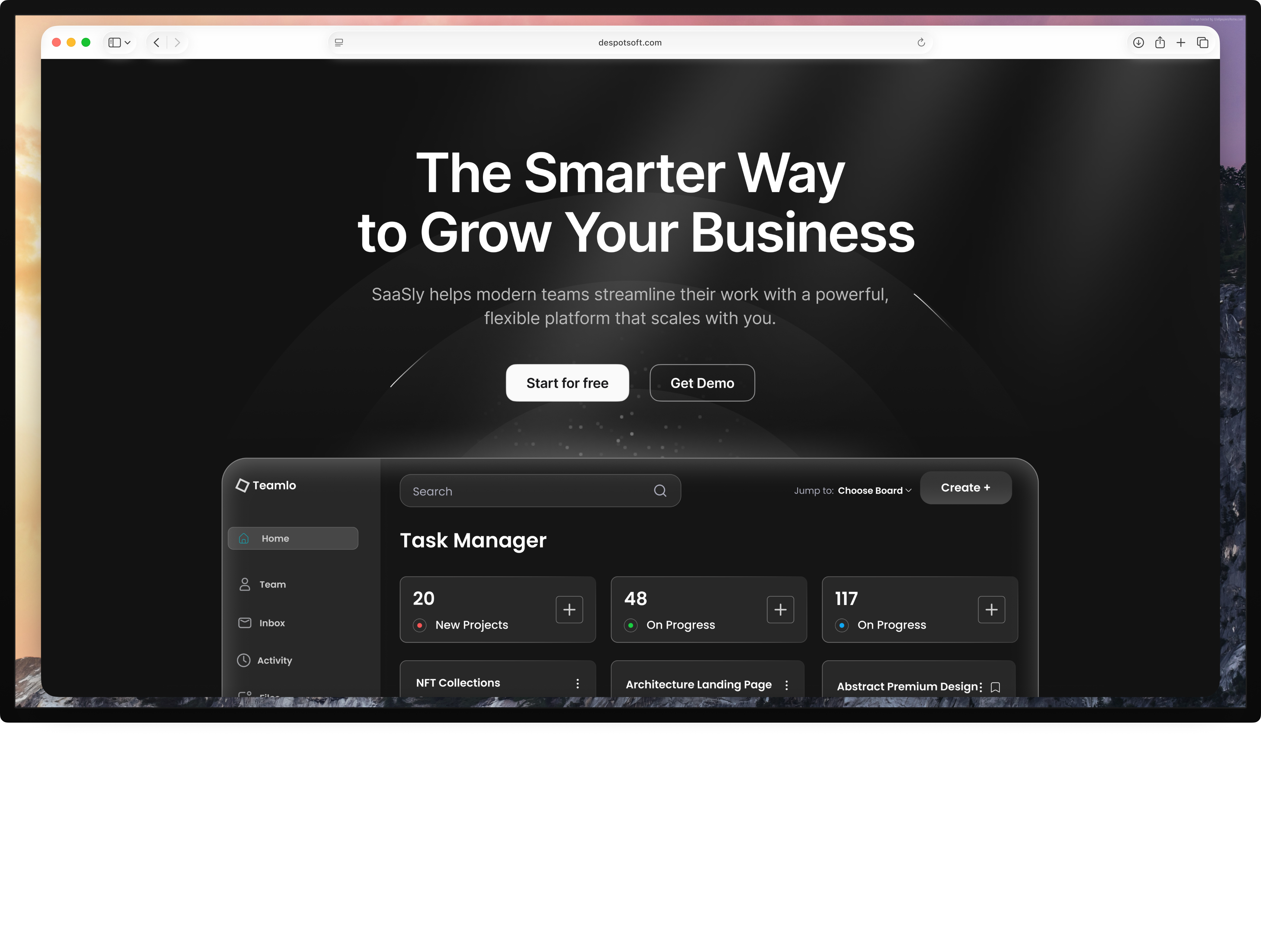 Website design illustration with a task overview