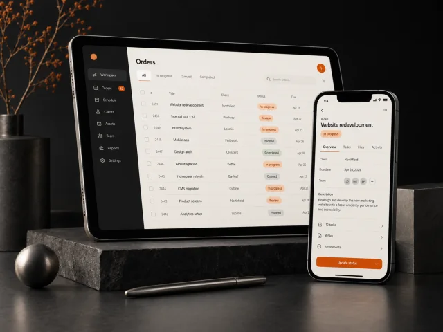Concept visualisation of an internal tool on tablet and mobile