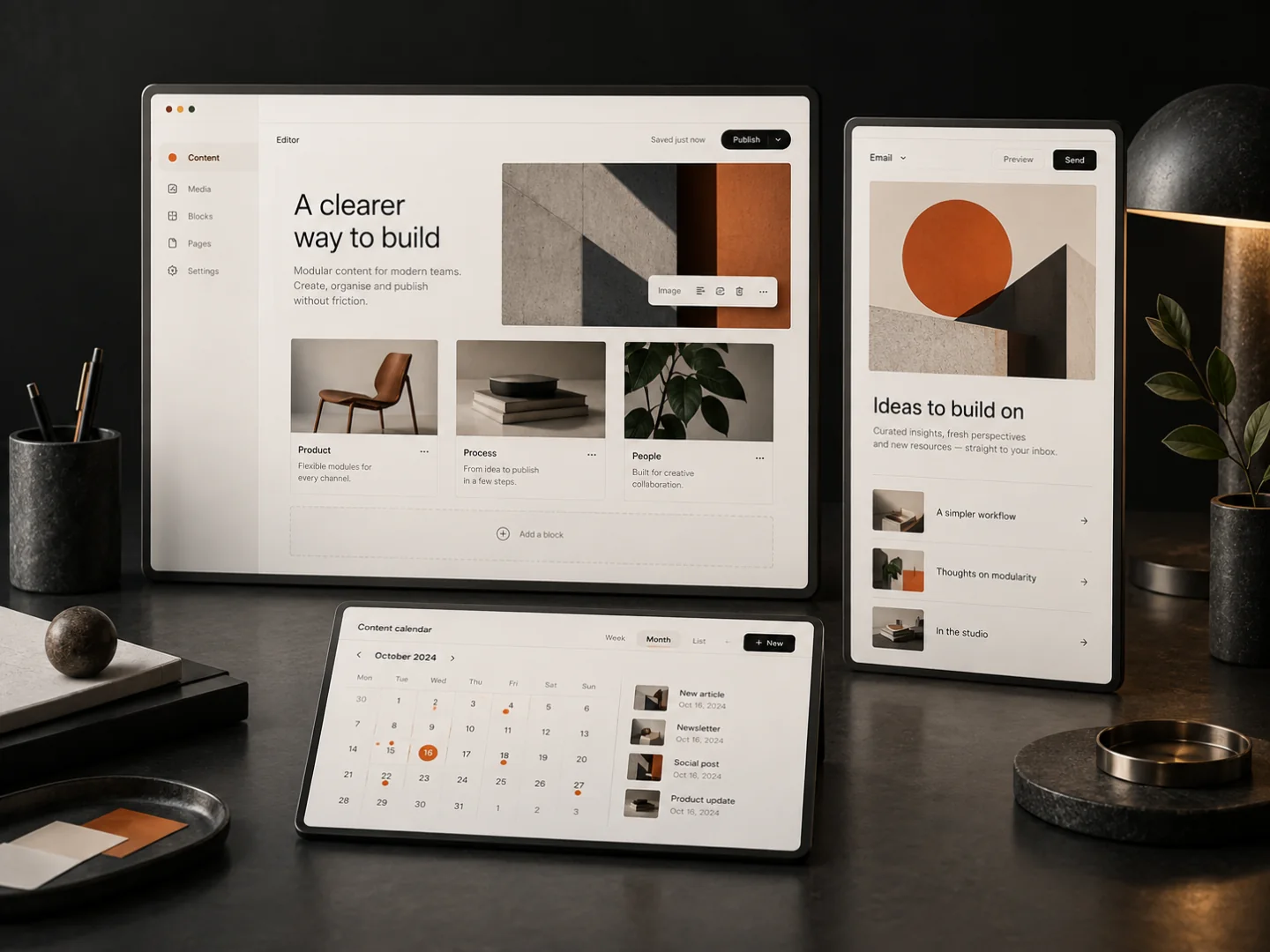 Illustration of modules for campaign pages and newsletters