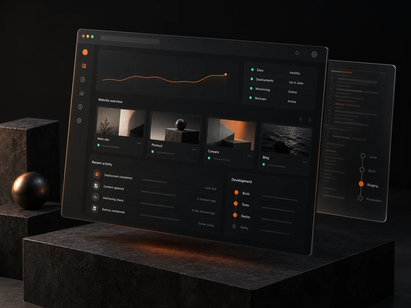 Illustration of website monitoring and maintenance